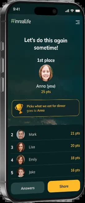 Fam favorites create game page screenshot